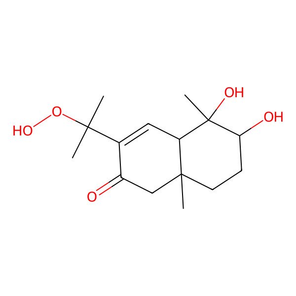 2D Structure of (4aR,5S,6S,8aR)-3-(2-hydroperoxypropan-2-yl)-5,6-dihydroxy-5,8a-dimethyl-4a,6,7,8-tetrahydro-1H-naphthalen-2-one