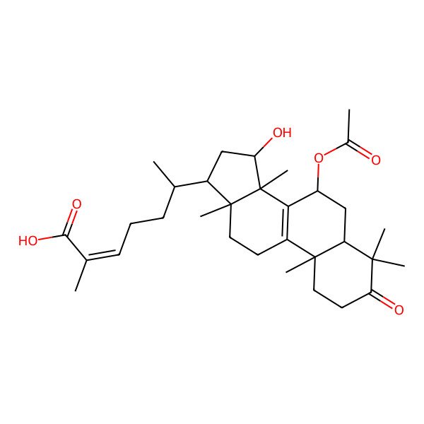 2D Structure of 6-(7-Acetyloxy-15-hydroxy-4,4,10,13,14-pentamethyl-3-oxo-1,2,5,6,7,11,12,15,16,17-decahydrocyclopenta[a]phenanthren-17-yl)-2-methylhept-2-enoic acid