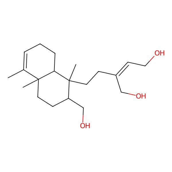 2D Structure of (E)-2-[2-[(1S,2R,4aR,8aR)-2-(hydroxymethyl)-1,4a,5-trimethyl-2,3,4,7,8,8a-hexahydronaphthalen-1-yl]ethyl]but-2-ene-1,4-diol