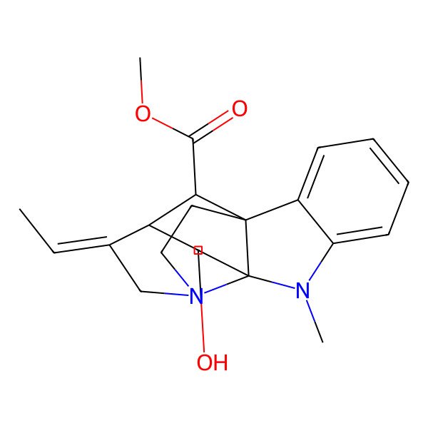 2D Structure of methyl (1R,9S,10S,12R,13E,18S)-13-ethylidene-10-hydroxy-8-methyl-8,15-diazapentacyclo[10.5.1.01,9.02,7.09,15]octadeca-2,4,6-triene-18-carboxylate