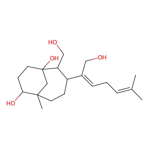 2D Structure of (1R,2S,3S,6S,7R)-2-(hydroxymethyl)-3-[(2Z)-1-hydroxy-6-methylhepta-2,5-dien-2-yl]-6-methylbicyclo[4.3.1]decane-1,7-diol