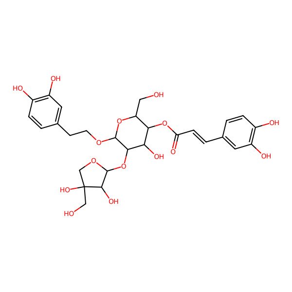 2D Structure of [5-[3,4-Dihydroxy-4-(hydroxymethyl)oxolan-2-yl]oxy-6-[2-(3,4-dihydroxyphenyl)ethoxy]-4-hydroxy-2-(hydroxymethyl)oxan-3-yl] 3-(3,4-dihydroxyphenyl)prop-2-enoate