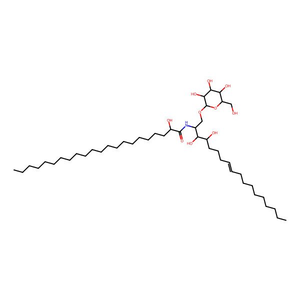 2D Structure of (2R)-N-[(E,2S,3S,4R)-3,4-dihydroxy-1-[(2R,3R,4S,5S,6R)-3,4,5-trihydroxy-6-(hydroxymethyl)oxan-2-yl]oxyoctadec-8-en-2-yl]-2-hydroxydocosanamide