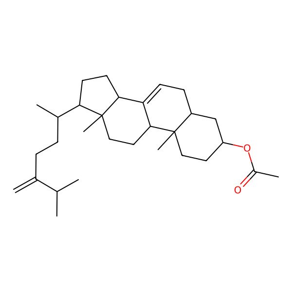 2D Structure of [(3S,5R,9R,10S,13R,14R,17R)-10,13-dimethyl-17-[(2R)-6-methyl-5-methylideneheptan-2-yl]-2,3,4,5,6,9,11,12,14,15,16,17-dodecahydro-1H-cyclopenta[a]phenanthren-3-yl] acetate