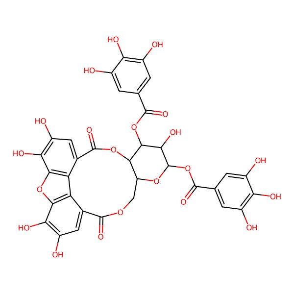 2D Structure of [(8S,9S,10R,11S,13R)-2,3,10,19,20-pentahydroxy-6,16-dioxo-11-(3,4,5-trihydroxybenzoyl)oxy-7,12,15,24-tetraoxapentacyclo[19.2.1.05,23.08,13.017,22]tetracosa-1(23),2,4,17,19,21-hexaen-9-yl] 3,4,5-trihydroxybenzoate