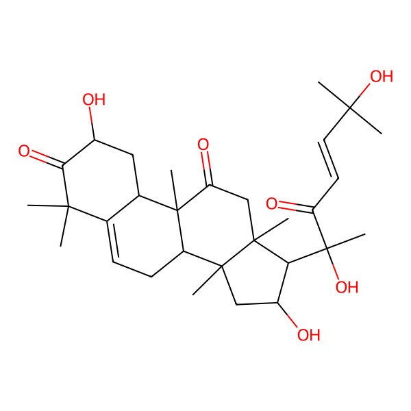 2D Structure of (2R,8S,9R,10R,13R,14S,16R,17R)-17-[(E,2S)-2,6-dihydroxy-6-methyl-3-oxohept-4-en-2-yl]-2,16-dihydroxy-4,4,9,13,14-pentamethyl-2,7,8,10,12,15,16,17-octahydro-1H-cyclopenta[a]phenanthrene-3,11-dione