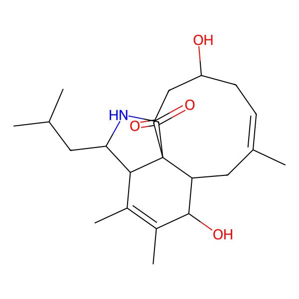 2D Structure of 8,14-Dihydroxy-6,7,11-trimethyl-4-(2-methylpropyl)-3-azatricyclo[7.7.0.01,5]hexadeca-6,11-diene-2,16-dione