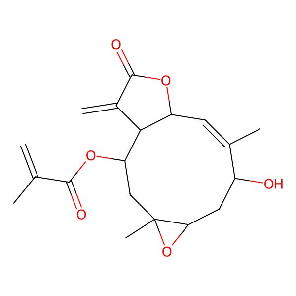 2D Structure of [(1R,2R,4S,6R,8S,9Z,11S)-8-hydroxy-4,9-dimethyl-14-methylidene-13-oxo-5,12-dioxatricyclo[9.3.0.04,6]tetradec-9-en-2-yl] 2-methylprop-2-enoate