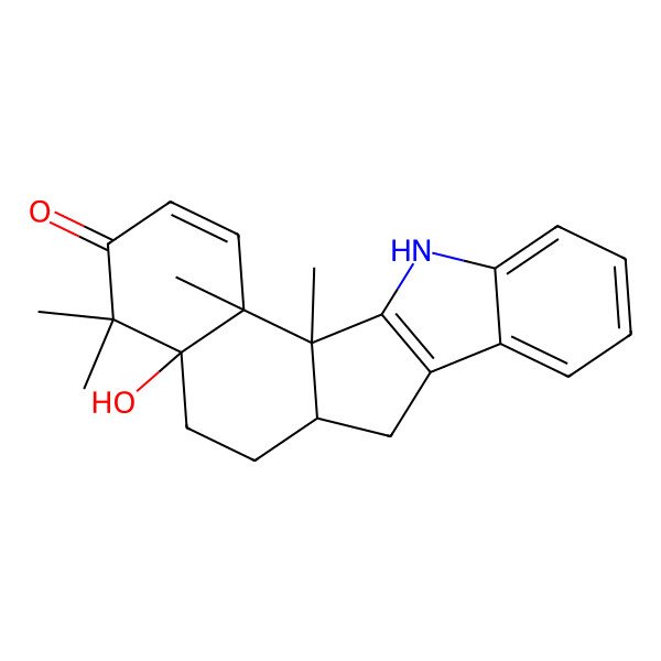 2D Structure of 15-Hydroxy-1,16,16,20-tetramethyl-3-azapentacyclo[10.8.0.02,10.04,9.015,20]icosa-2(10),4,6,8,18-pentaen-17-one