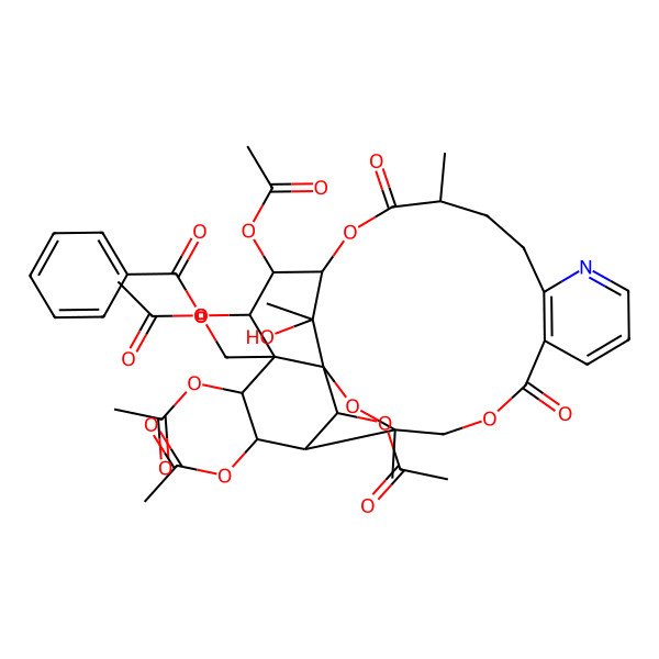 2D Structure of [(1S,3R,15S,18S,19R,20R,21R,22S,23R,24R,25R,26S)-19,22,23,25-tetraacetyloxy-21-(acetyloxymethyl)-26-hydroxy-3,15,26-trimethyl-6,16-dioxo-2,5,17-trioxa-11-azapentacyclo[16.7.1.01,21.03,24.07,12]hexacosa-7(12),8,10-trien-20-yl] benzoate