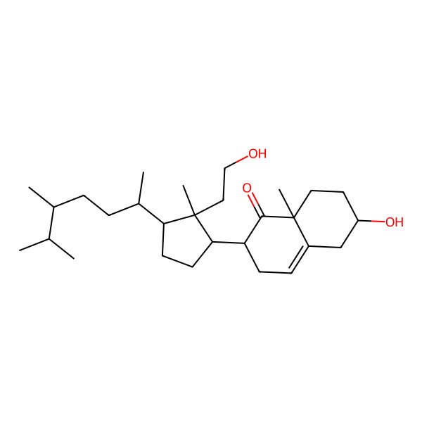 2D Structure of (2S,6S,8aS)-2-[(1S,2R,3R)-3-[(2R)-5,6-dimethylheptan-2-yl]-2-(2-hydroxyethyl)-2-methylcyclopentyl]-6-hydroxy-8a-methyl-2,3,5,6,7,8-hexahydronaphthalen-1-one