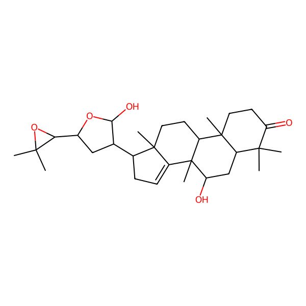 2D Structure of (5R,7R,8R,9R,10R,13S,17S)-17-[(3S,5R)-5-[(2S)-3,3-dimethyloxiran-2-yl]-2-hydroxyoxolan-3-yl]-7-hydroxy-4,4,8,10,13-pentamethyl-1,2,5,6,7,9,11,12,16,17-decahydrocyclopenta[a]phenanthren-3-one