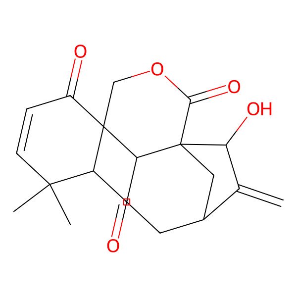 2D Structure of 11-Hydroxy-2',2'-dimethyl-10-methylidene-2,5'-dioxospiro[3-oxatricyclo[7.2.1.01,6]dodecane-5,6'-cyclohex-3-ene]-1'-carbaldehyde