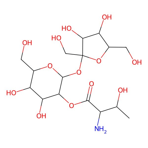 2D Structure of [(2R,3R,4S,5S,6R)-2-[(2S,3S,4S,5R)-3,4-dihydroxy-2,5-bis(hydroxymethyl)oxolan-2-yl]oxy-4,5-dihydroxy-6-(hydroxymethyl)oxan-3-yl] (2S,3R)-2-amino-3-hydroxybutanoate