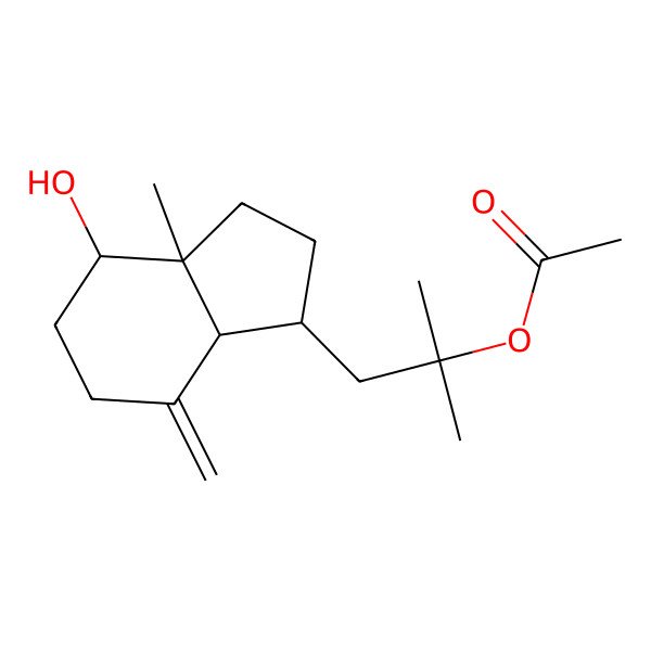 2D Structure of [1-[(1R,3aR,4R,7aS)-4-hydroxy-3a-methyl-7-methylidene-2,3,4,5,6,7a-hexahydro-1H-inden-1-yl]-2-methylpropan-2-yl] acetate