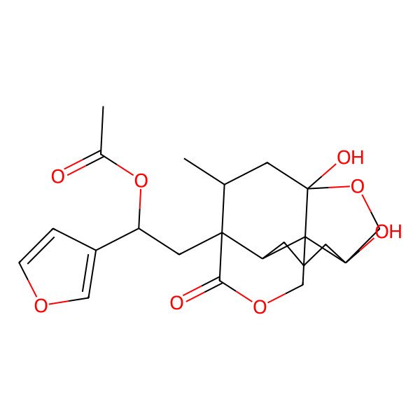 2D Structure of [(1S)-2-[(1S,2S,6R,9R,11R,12R)-6,9-dihydroxy-11-methyl-13-oxo-8,14-dioxatetracyclo[7.6.0.01,6.02,12]pentadecan-12-yl]-1-(furan-3-yl)ethyl] acetate
