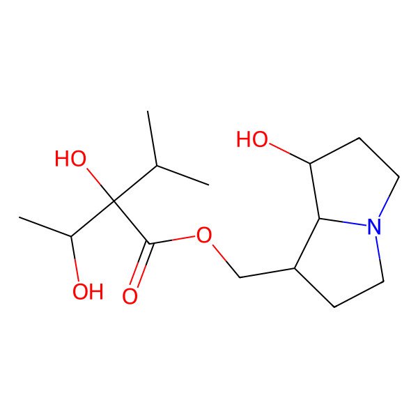 2D Structure of (7-hydroxy-2,3,5,6,7,8-hexahydro-1H-pyrrolizin-1-yl)methyl 2-hydroxy-2-(1-hydroxyethyl)-3-methylbutanoate 2D Structure of (7-hydroxy-2,3,5,6,7,8-hexahydro-1H-pyrrolizin-1-yl)methyl 2-hydroxy-2-(1-hydroxyethyl)-3-methylbutanoate