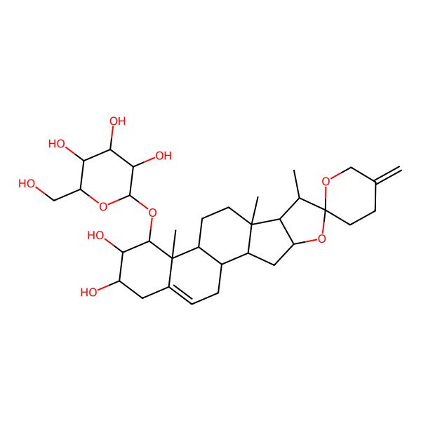 2D Structure of 2-(15,16-Dihydroxy-7,9,13-trimethyl-5'-methylidenespiro[5-oxapentacyclo[10.8.0.02,9.04,8.013,18]icos-18-ene-6,2'-oxane]-14-yl)oxy-6-(hydroxymethyl)oxane-3,4,5-triol