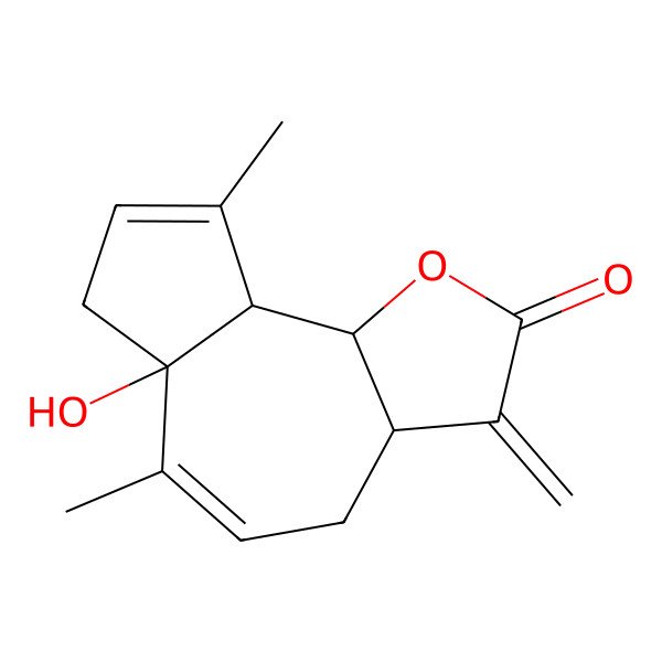 2D Structure of (3aS,6aS,9aR,9bS)-6a-hydroxy-6,9-dimethyl-3-methylidene-4,7,9a,9b-tetrahydro-3aH-azuleno[4,5-b]furan-2-one