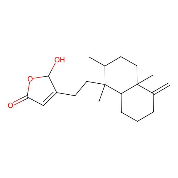 2D Structure of (2S)-3-[2-[(1S,2R,4aR,8aR)-1,2,4a-trimethyl-5-methylidene-3,4,6,7,8,8a-hexahydro-2H-naphthalen-1-yl]ethyl]-2-hydroxy-2H-furan-5-one