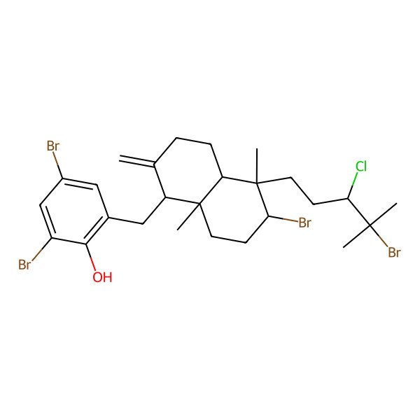 2D Structure of 2,4-dibromo-6-[[6-bromo-5-(4-bromo-3-chloro-4-methylpentyl)-5,8a-dimethyl-2-methylidene-3,4,4a,6,7,8-hexahydro-1H-naphthalen-1-yl]methyl]phenol