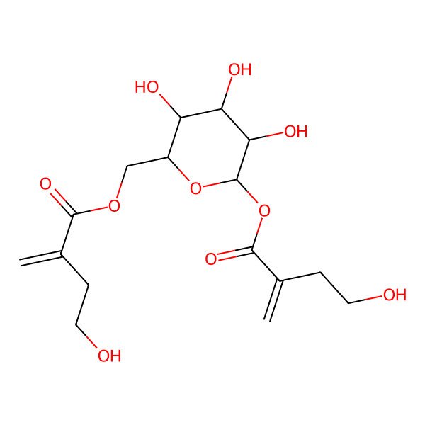 2D Structure of [3,4,5-Trihydroxy-6-(4-hydroxy-2-methylidenebutanoyl)oxyoxan-2-yl]methyl 4-hydroxy-2-methylidenebutanoate