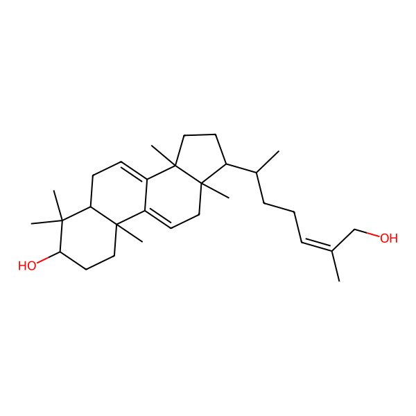 2D Structure of (3S,10S,13R,14R,17S)-17-[(E,2R)-7-hydroxy-6-methylhept-5-en-2-yl]-4,4,10,13,14-pentamethyl-2,3,5,6,12,15,16,17-octahydro-1H-cyclopenta[a]phenanthren-3-ol