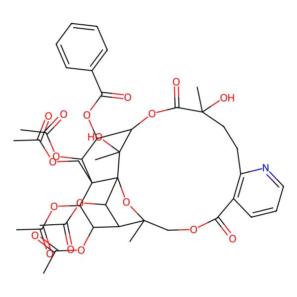 2D Structure of [(1S,3R,15S,18S,19R,20R,21R,22S,23R,24R,25R,26S)-20,22,23,25-tetraacetyloxy-21-(acetyloxymethyl)-15,26-dihydroxy-3,15,26-trimethyl-6,16-dioxo-2,5,17-trioxa-11-azapentacyclo[16.7.1.01,21.03,24.07,12]hexacosa-7(12),8,10-trien-19-yl] benzoate