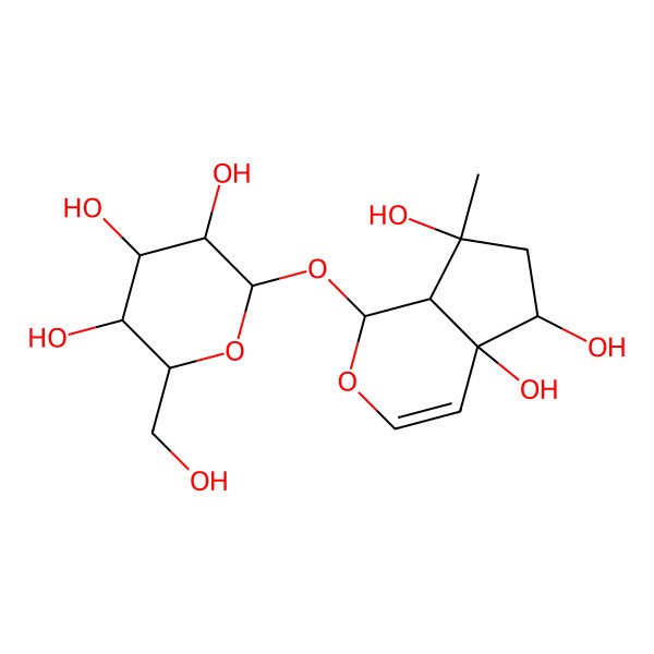 2D Structure of (1S,4aR,5R,7S,7aR)-7-methyl-1-[(2R,3S,4R,5S,6S)-3,4,5-trihydroxy-6-(hydroxymethyl)oxan-2-yl]oxy-1,5,6,7a-tetrahydrocyclopenta[c]pyran-4a,5,7-triol