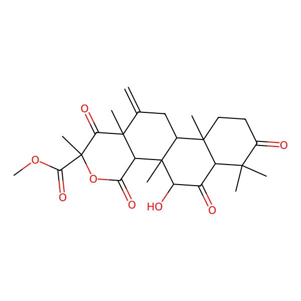 2D Structure of methyl 5-hydroxy-2,4b,7,7,10a,12a-hexamethyl-12-methylidene-1,4,6,8-tetraoxo-5,6a,9,10,10b,11-hexahydro-4aH-naphtho[1,2-h]isochromene-2-carboxylate