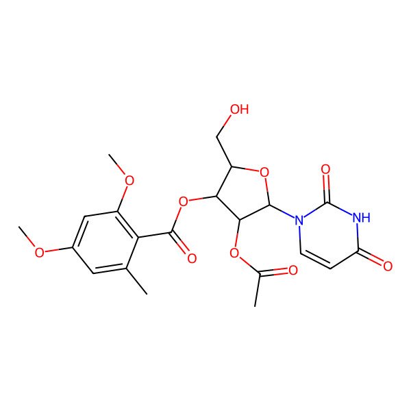 2D Structure of [4-Acetyloxy-5-(2,4-dioxopyrimidin-1-yl)-2-(hydroxymethyl)oxolan-3-yl] 2,4-dimethoxy-6-methylbenzoate