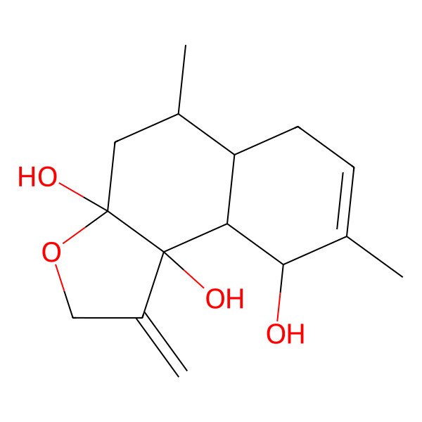 2D Structure of (3aS,5R,5aS,9R,9aS,9bR)-5,8-dimethyl-1-methylidene-4,5,5a,6,9,9a-hexahydrobenzo[e][1]benzofuran-3a,9,9b-triol