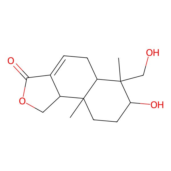 2D Structure of (5aR,6S,7S,9aS,9bR)-7-hydroxy-6-(hydroxymethyl)-6,9a-dimethyl-5,5a,7,8,9,9b-hexahydro-1H-benzo[e][2]benzofuran-3-one