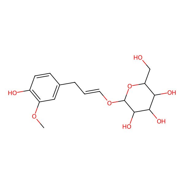 2D Structure of (2R,3R,4S,5S,6R)-2-[(E)-3-(4-hydroxy-3-methoxyphenyl)prop-1-enoxy]-6-(hydroxymethyl)oxane-3,4,5-triol