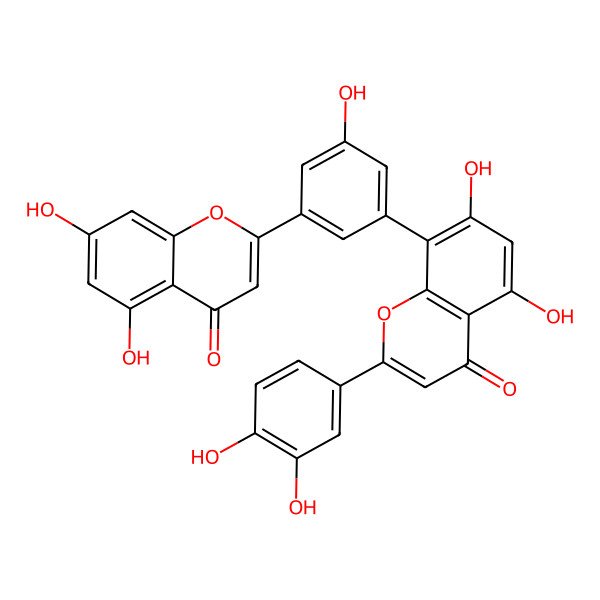 2D Structure of 8-[3-(5,7-Dihydroxy-4-oxochromen-2-yl)-5-hydroxyphenyl]-2-(3,4-dihydroxyphenyl)-5,7-dihydroxychromen-4-one