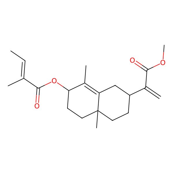 2D Structure of [7-(3-methoxy-3-oxoprop-1-en-2-yl)-1,4a-dimethyl-3,4,5,6,7,8-hexahydro-2H-naphthalen-2-yl] 2-methylbut-2-enoate