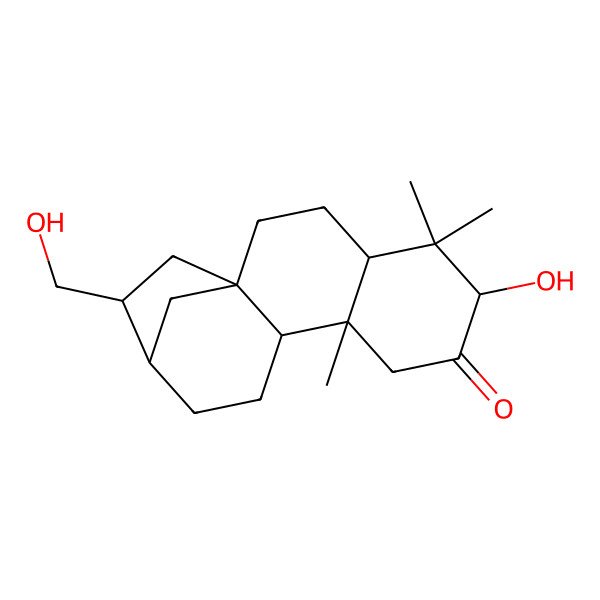 2D Structure of (1S,4S,6S,9S,10R,13R,14S)-6-hydroxy-14-(hydroxymethyl)-5,5,9-trimethyltetracyclo[11.2.1.01,10.04,9]hexadecan-7-one
