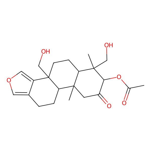 2D Structure of [(3bS,6S,7R,9aR)-3b,6-bis(hydroxymethyl)-6,9a-dimethyl-8-oxo-4,5,5a,7,9,9b,10,11-octahydronaphtho[2,1-e][2]benzofuran-7-yl] acetate