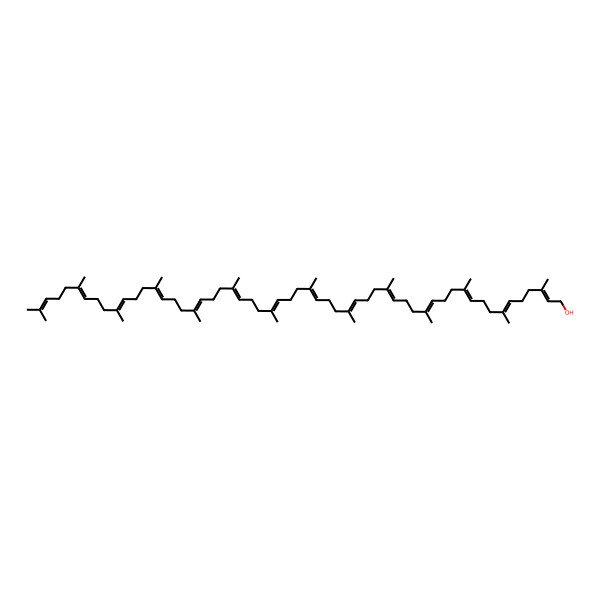 2D Structure of (2Z,6Z,10Z,14Z,18Z,22Z,26Z,30Z,34Z,38Z,42E,46E,50E)-3,7,11,15,19,23,27,31,35,39,43,47,51,55-tetradecamethylhexapentaconta-2,6,10,14,18,22,26,30,34,38,42,46,50,54-tetradecaen-1-ol 2D Structure of (2Z,6Z,10Z,14Z,18Z,22Z,26Z,30Z,34Z,38Z,42E,46E,50E)-3,7,11,15,19,23,27,31,35,39,43,47,51,55-tetradecamethylhexapentaconta-2,6,10,14,18,22,26,30,34,38,42,46,50,54-tetradecaen-1-ol