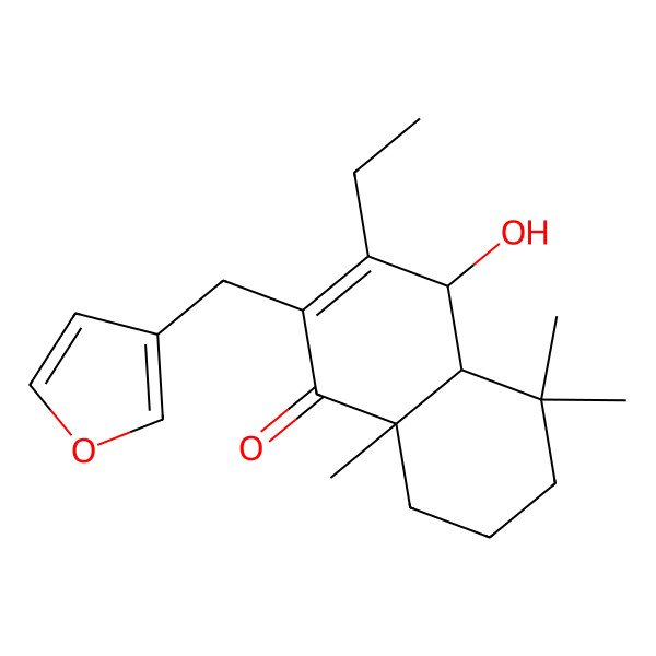 2D Structure of (4S,4aS,8aS)-3-Ethyl-2-(3-furanylmethyl)-4a,5,6,7,8,8a-hexahydro-4-hydroxy-5,5,8a-trimethyl-1(4H)-naphthalenone