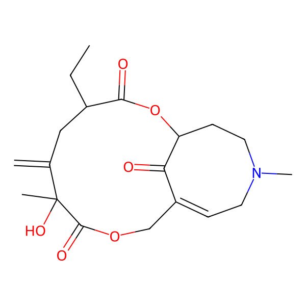 2D Structure of 4-Ethyl-7-hydroxy-7,14-dimethyl-6-methylidene-2,9-dioxa-14-azabicyclo[9.5.1]heptadec-11-ene-3,8,17-trione