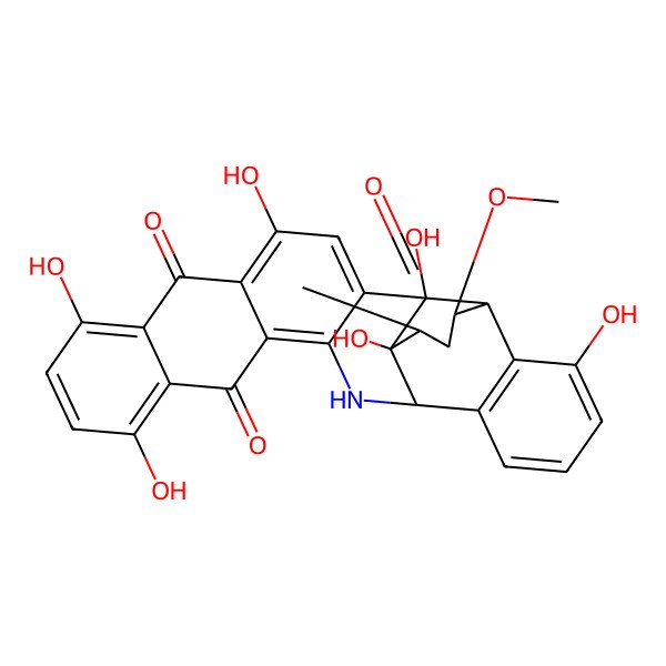 2D Structure of (2R,3S,4R,6R,7R,14S)-2,3,9,20,23,27-hexahydroxy-6-methoxy-4-methyl-15-azaheptacyclo[14.12.0.02,7.03,14.08,13.017,26.019,24]octacosa-1(28),8(13),9,11,16,19,21,23,26-nonaene-5,18,25-trione
