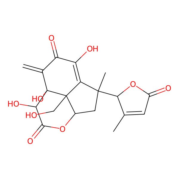 2D Structure of (2S,4R,7R,8S,12R)-7,8,11-trihydroxy-12-(hydroxymethyl)-2-methyl-9-methylidene-2-[(2R)-3-methyl-5-oxo-2H-furan-2-yl]-5-oxatricyclo[6.3.1.04,12]dodec-1(11)-ene-6,10-dione