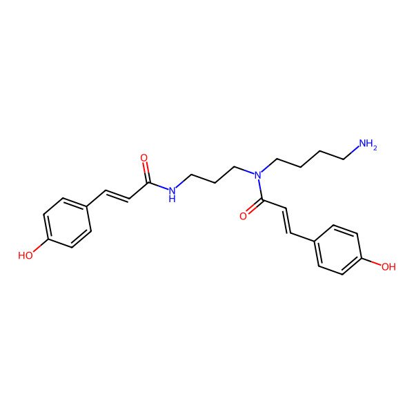 2D Structure of (E)-N-[3-[4-aminobutyl-[(E)-3-(4-hydroxyphenyl)prop-2-enoyl]amino]propyl]-3-(4-hydroxyphenyl)prop-2-enamide