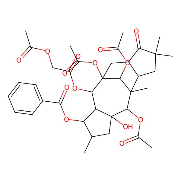 2D Structure of [(1S,2R,3R,4S,5S,7R,8R,9R,10S,14R,16R)-1,8,16-triacetyloxy-2-(2-acetyloxyacetyl)oxy-7-hydroxy-5,9,12,12-tetramethyl-13-oxo-4-tetracyclo[7.6.1.03,7.010,14]hexadecanyl] benzoate