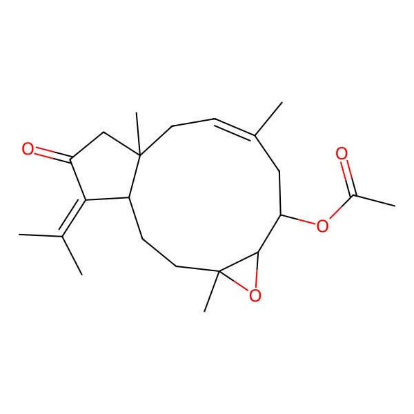 2D Structure of [(1S,4S,6S,7S,9E,12R)-4,9,12-trimethyl-14-oxo-15-propan-2-ylidene-5-oxatricyclo[10.3.0.04,6]pentadec-9-en-7-yl] acetate