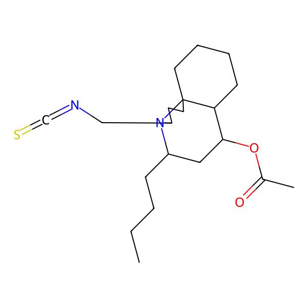 2D Structure of [5-butyl-3-(isothiocyanatomethyl)-2,3,5,6,7,7a,8,9,10,11-decahydro-1H-pyrrolo[2,1-j]quinolin-7-yl] acetate