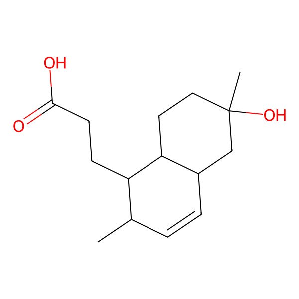 2D Structure of 3-[(1S,2S,4aR,6S,8aS)-6-hydroxy-2,6-dimethyl-2,4a,5,7,8,8a-hexahydro-1H-naphthalen-1-yl]propanoic acid
