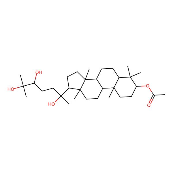2D Structure of [(3R,5R,8R,9S,10R,13R,14S,17S)-4,4,10,13,14-pentamethyl-17-[(2S,5S)-2,5,6-trihydroxy-6-methylheptan-2-yl]-2,3,5,6,7,8,9,11,12,15,16,17-dodecahydro-1H-cyclopenta[a]phenanthren-3-yl] acetate