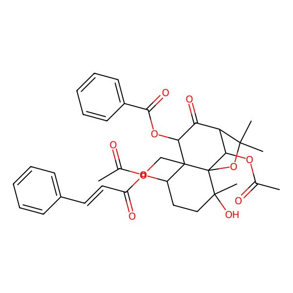 2D Structure of [12-Acetyloxy-6-(acetyloxymethyl)-2-hydroxy-2,10,10-trimethyl-8-oxo-5-(3-phenylprop-2-enoyloxy)-11-oxatricyclo[7.2.1.01,6]dodecan-7-yl] benzoate
